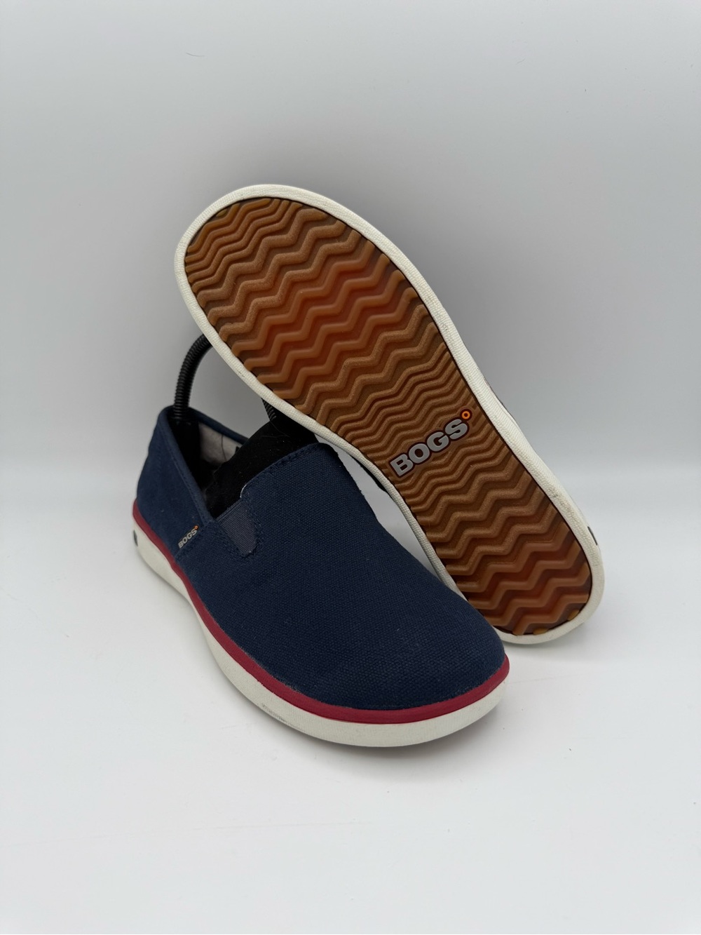 Women's Bogs Malibu Canvas Slip-On Casual Comfort Flat Blue White Shoes Size 7